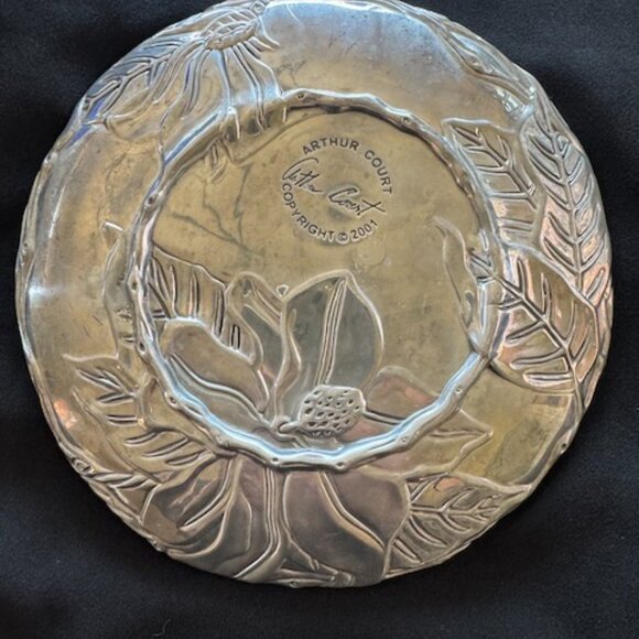 Arthur Court Vintage Aluminum Magnolia 8" Cheese Appetizer Serving Plate #06 - Picture 7 of 9